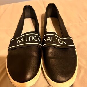 Nautica Black and White Slip-On Shoes Size 7.5